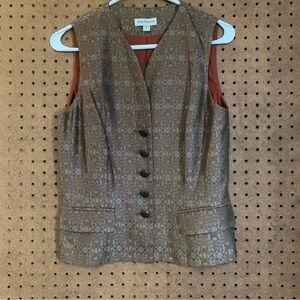 Ann Taylor Brown Patterned Women's Vest 90s Retro Academia‎ Preppy Old Money 6